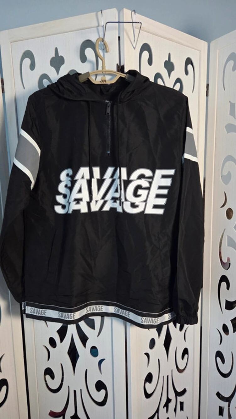Five By Five Master Piece Savage Windbreaker Jacket Mens M Black Hooded NWOT